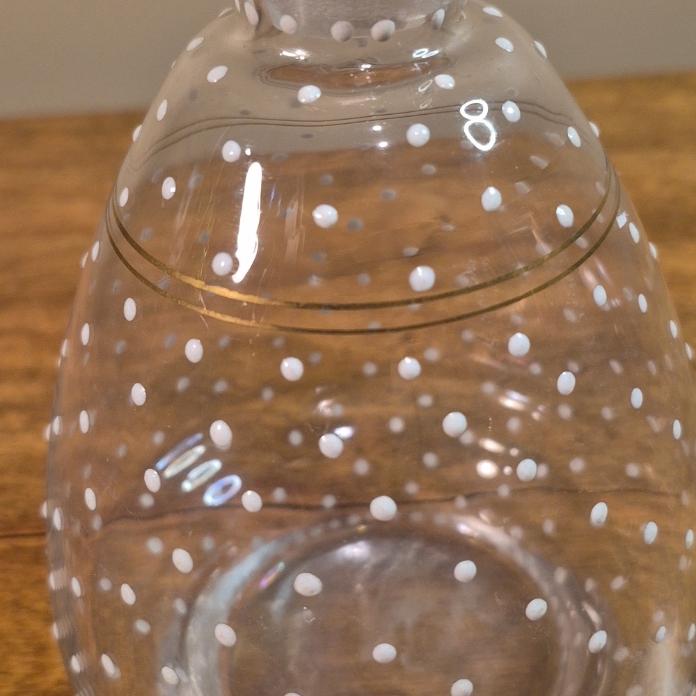 VINTAGE Unique Art Deco Clear Glass Polka Dot Decanter With Matching Stopper - Picture 3 of 16